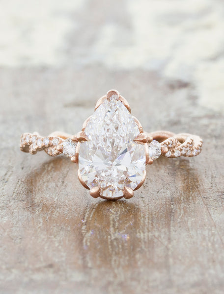 Rose Shaped Natural Garnet Jewelry Rose Gold Nature Inspired Twig Leaf –  FGEM RING
